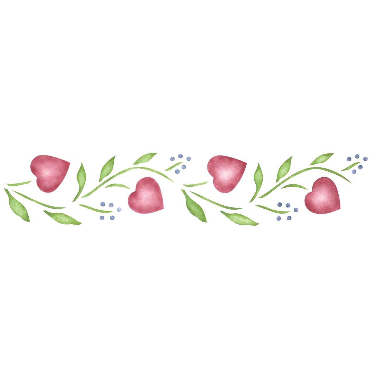 Hearts and Berries Vine Wall Stencil | 367 by Designer Stencils | Reusable Stencils for Painting |